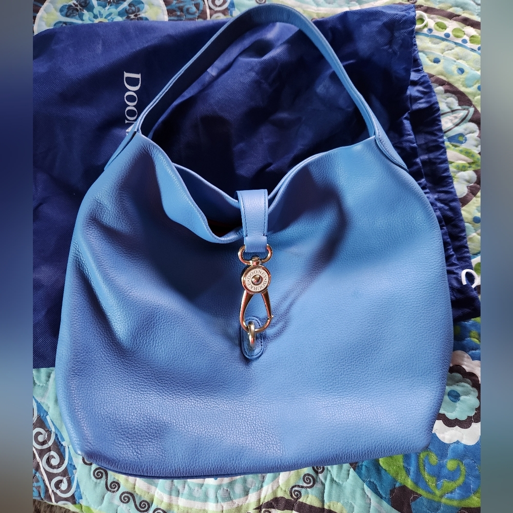 Dooney & Bourke Blue Hobo Bag with Silver Accents - Picture 2 of 16